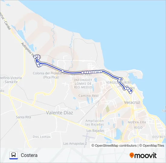 Mapa de COSTERA - COLINAS DE SANTA FE de autobús