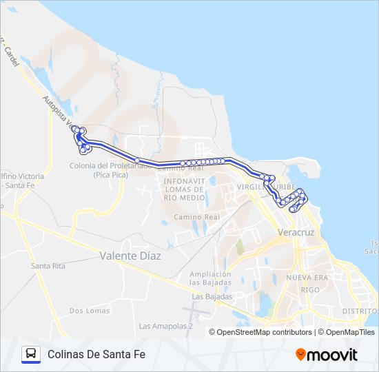 Mapa de COSTERA - COLINAS DE SANTA FE de autobús