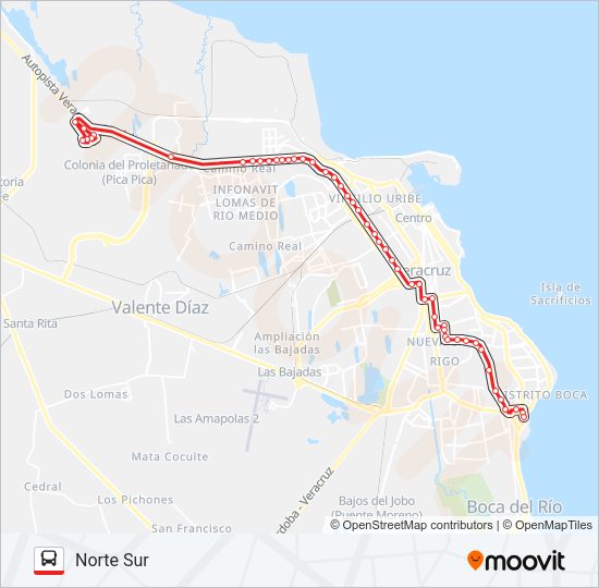 Mapa de NORTE SUR - COLINAS DE SANTA FE de autobús