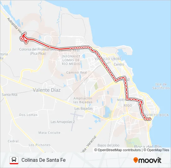 NORTE SUR - COLINAS DE SANTA FE Bus Line Map