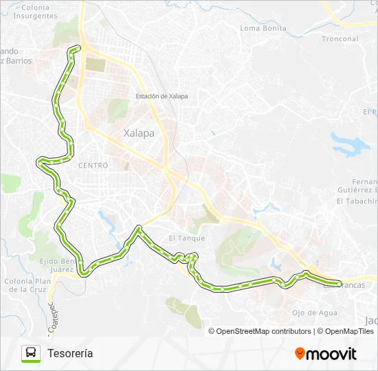 TESORERÍA Bus Line Map