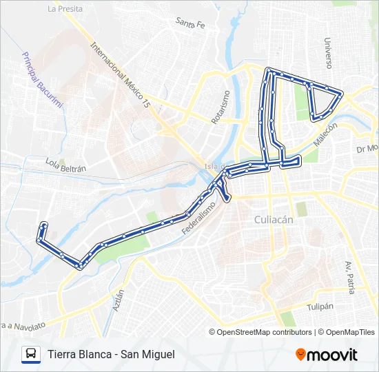 RUTA TIERRA BLANCA - SAN MIGUEL Bus Line Map