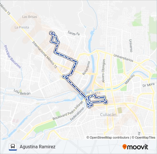 Mapa de RUTA AGUSTINA RAMIREZ de autobús
