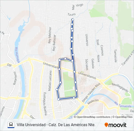 RUTA VILLA UNIVERSIDAD Bus Line Map