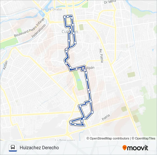 RUTA HUIZACHEZ DERECHO Bus Line Map