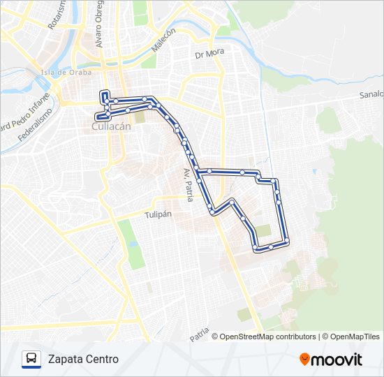 Mapa de RUTA ZAPATA CENTRO de autobús