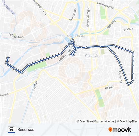 Mapa de RUTA RECURSOS de autobús