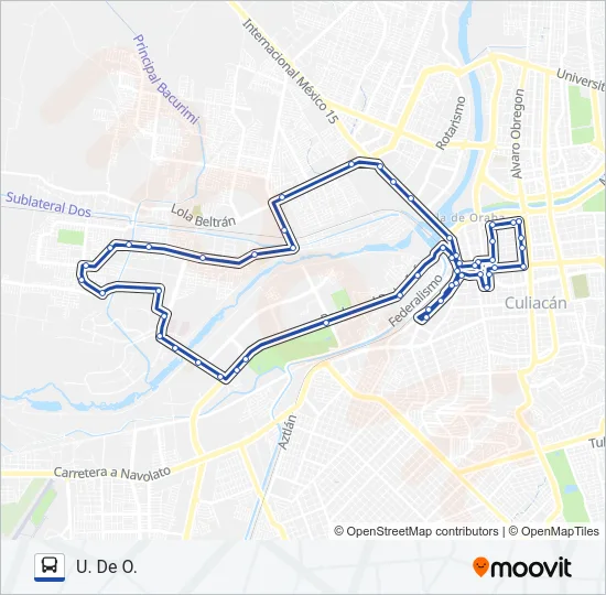 RUTA U. DE O. Bus Line Map