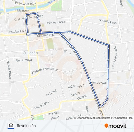 Mapa de RUTA REVOLUCIÓN de autobús