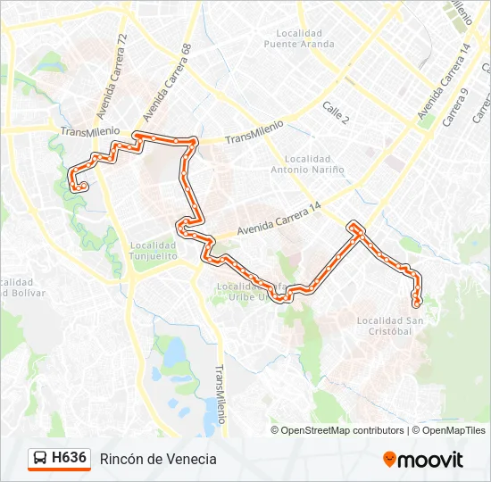 H636 Bus Line Map