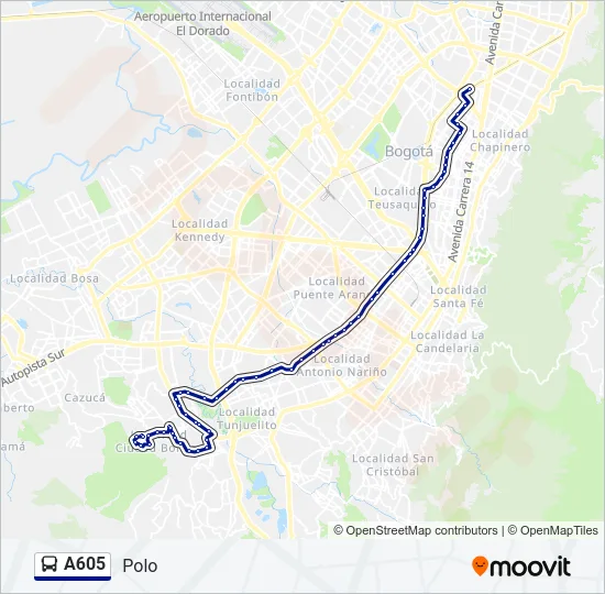 A605 Bus Line Map