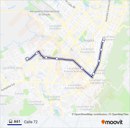 A61 transmilenio Line Map