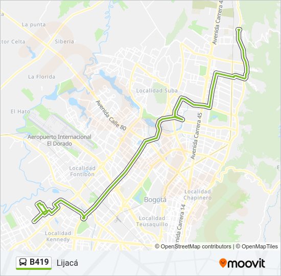 Mapa de B419 de SITP