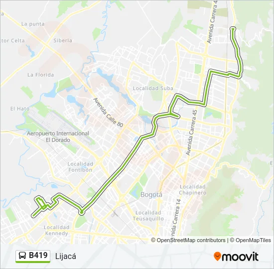 B419 Bus Line Map