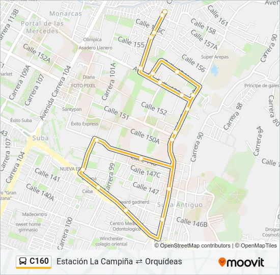 C160 Bus Line Map