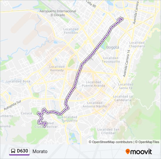 Mapa de D630 de autobús