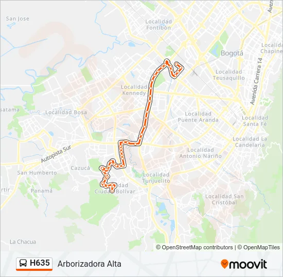 H635 Bus Line Map