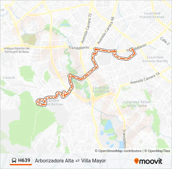 H639 Bus Line Map