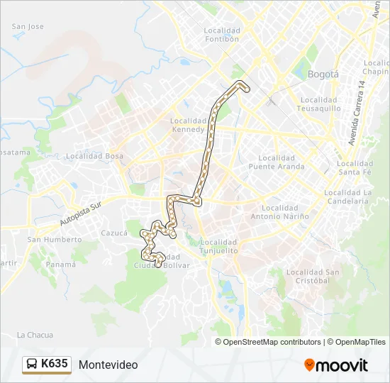 K635 Bus Line Map