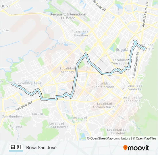 91 Bus Line Map