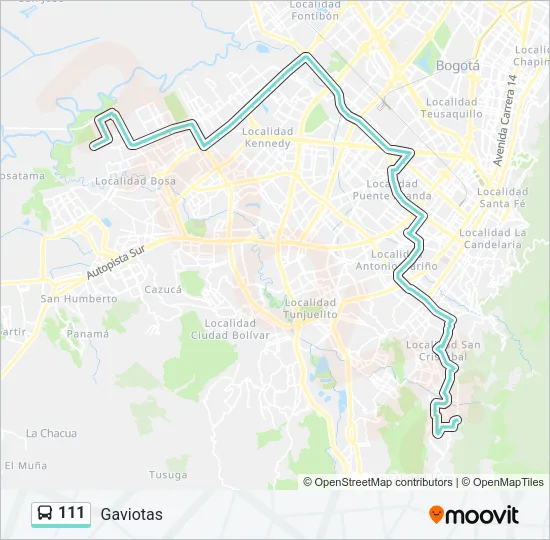 111 Bus Line Map