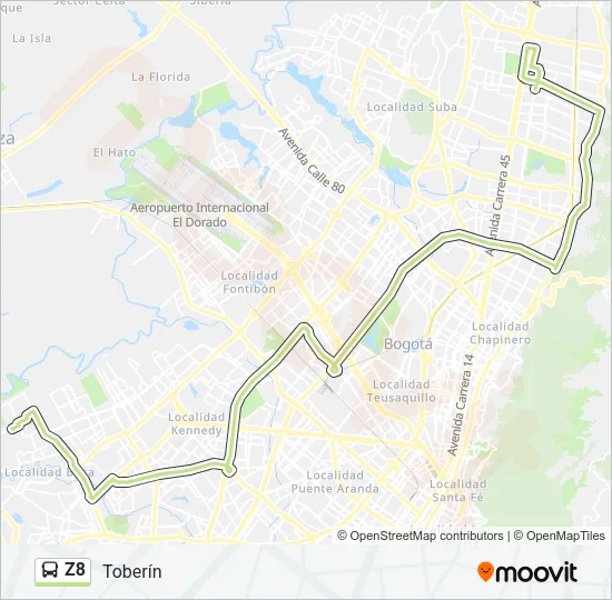 Z8 Bus Line Map
