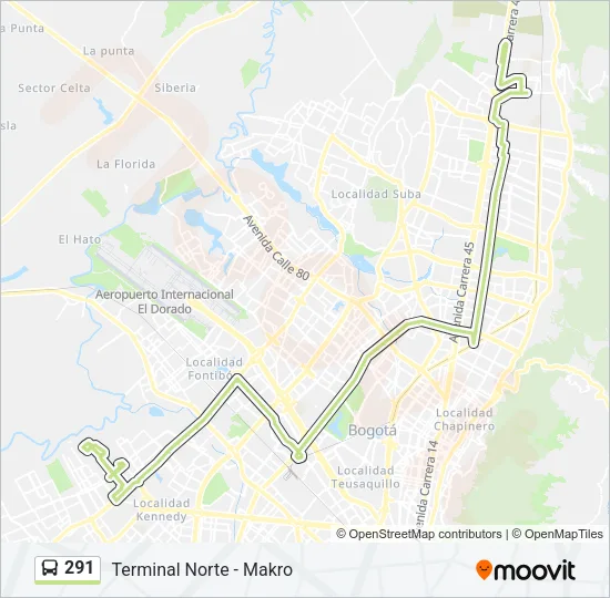 291 Bus Line Map