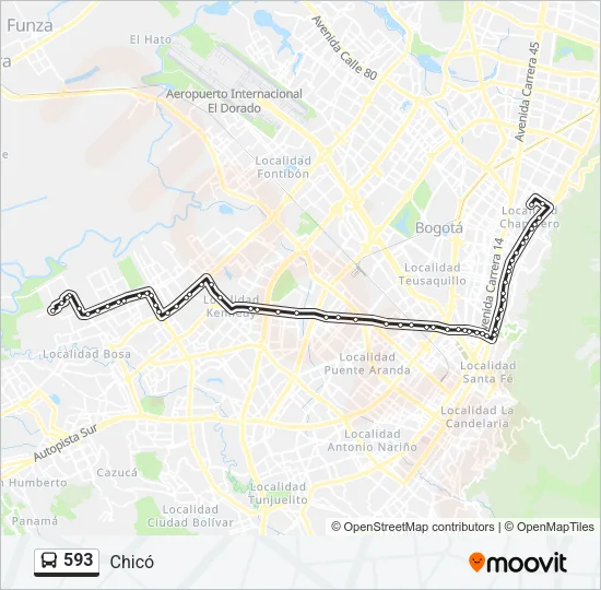 593 Bus Line Map