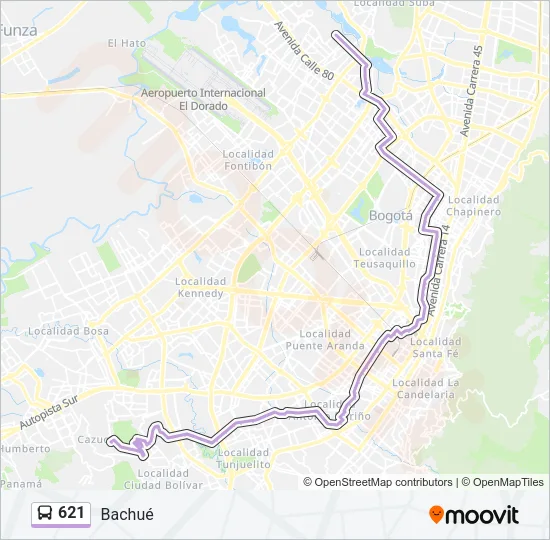 621 Bus Line Map