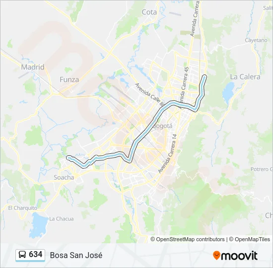 634 Bus Line Map
