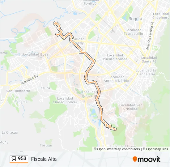 953 Bus Line Map