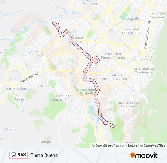 Mapa de 953 de SITP