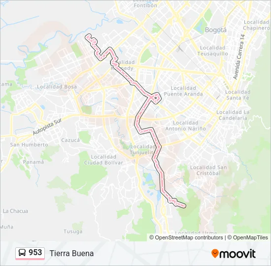 953 Bus Line Map