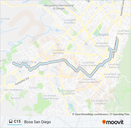 Mapa de C15 de autobús