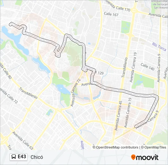 E43 Bus Line Map