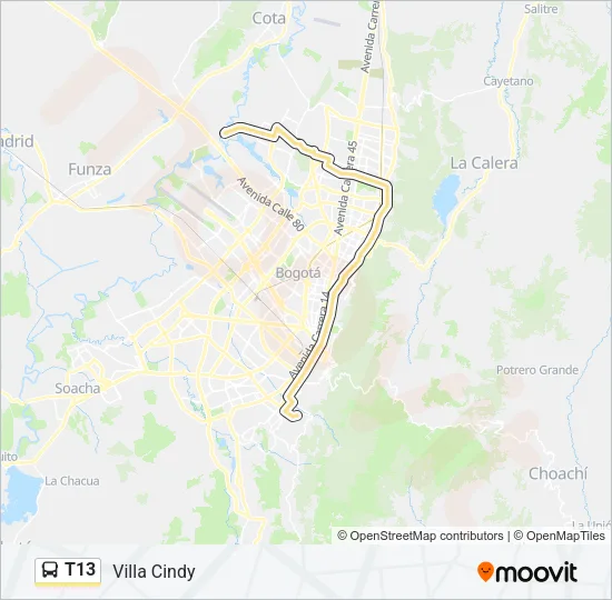 T13 Bus Line Map