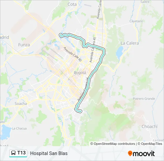 T13 Bus Line Map