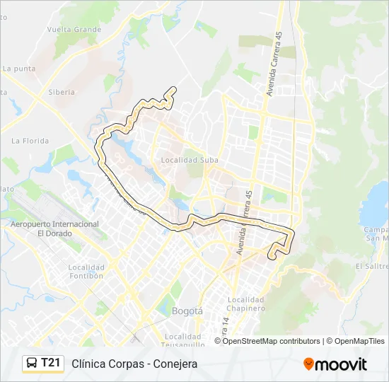 T21 Bus Line Map