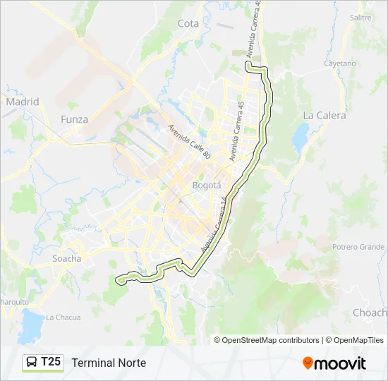 T25 Bus Line Map