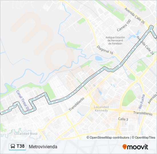 Mapa de T38 de autobús