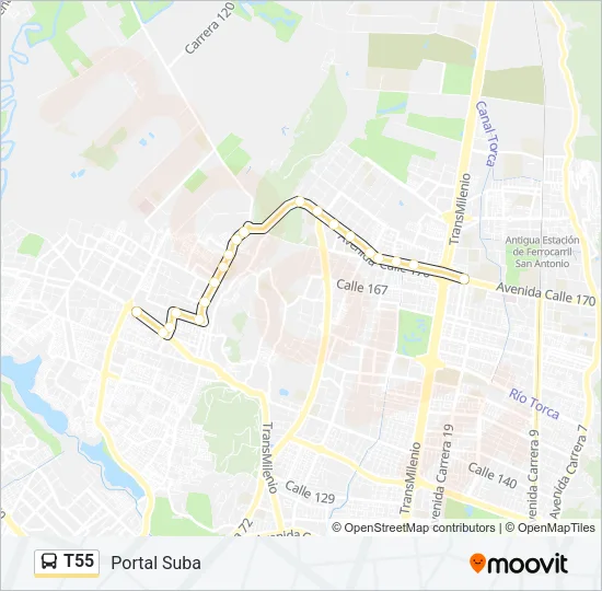 T55 Bus Line Map