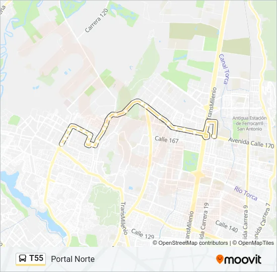 T55 Bus Line Map