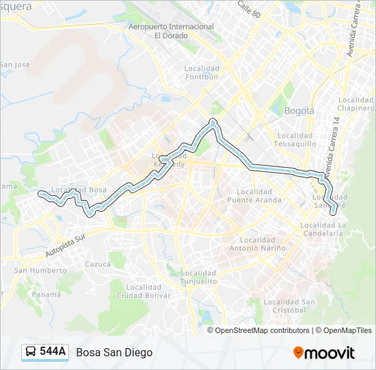 544A Bus Line Map