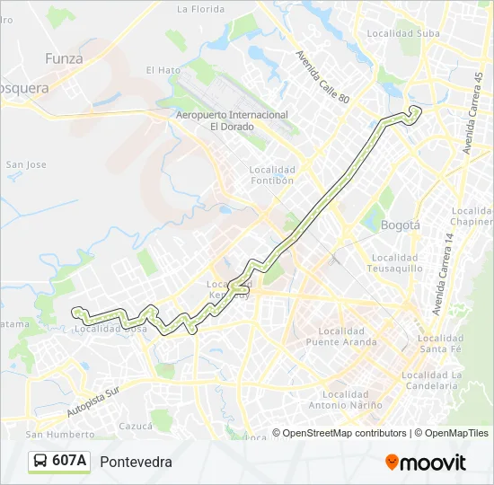 607A Bus Line Map