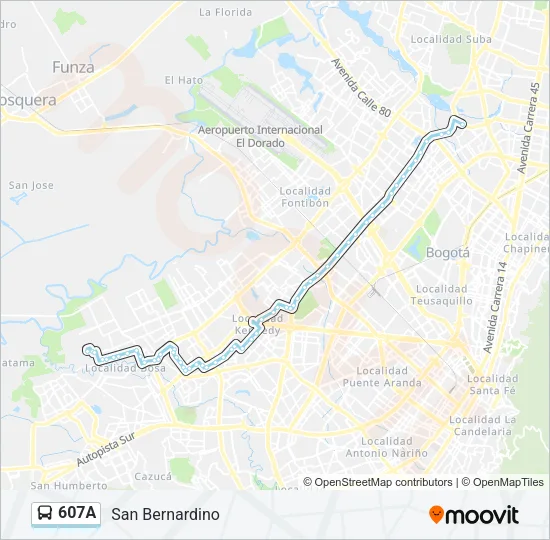 607A Bus Line Map