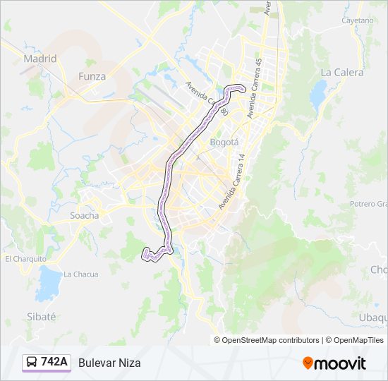 Mapa de 742A de autobús