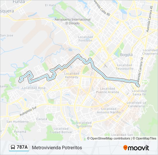 Mapa de 787A de autobús