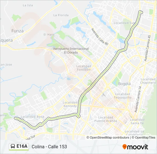 E16A Bus Line Map
