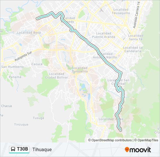Mapa de T30B de autobús