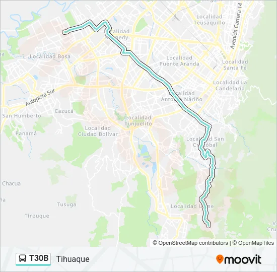 T30B Bus Line Map